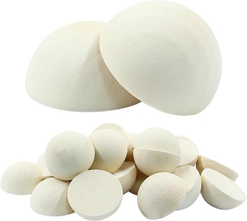 Hitefu 200pcs Mini Half Wooden Beads, Unfinished Round Split Half Wood Balls Bulk for Craft Paint DIY Christmas Ornament Projects, 1/2 Inch Natural Wood Color Half Sphere Ornaments (12mm) in Saudi Arabia