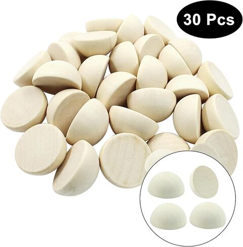 Hitefu 200pcs Mini Half Wooden Beads, Unfinished Round Split Half Wood Balls Bulk for Craft Paint DIY Christmas Ornament Projects, 1/2 Inch Natural Wood Color Half Sphere Ornaments (12mm) in Saudi Arabia