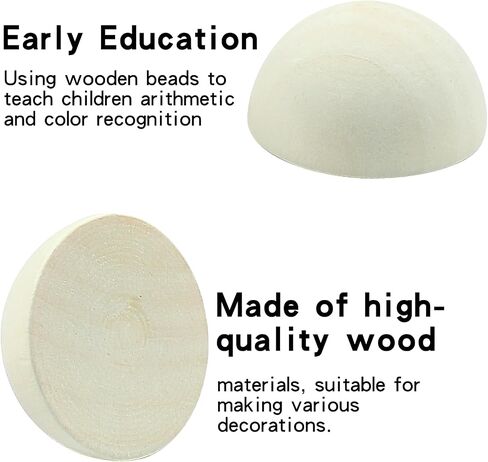 Hitefu 200pcs Mini Half Wooden Beads, Unfinished Round Split Half Wood Balls Bulk for Craft Paint DIY Christmas Ornament Projects, 1/2 Inch Natural Wood Color Half Sphere Ornaments (12mm) in Saudi Arabia