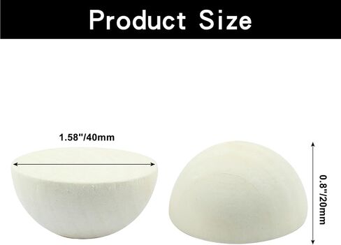 Hitefu 200pcs Mini Half Wooden Beads, Unfinished Round Split Half Wood Balls Bulk for Craft Paint DIY Christmas Ornament Projects, 1/2 Inch Natural Wood Color Half Sphere Ornaments (12mm) in Saudi Arabia