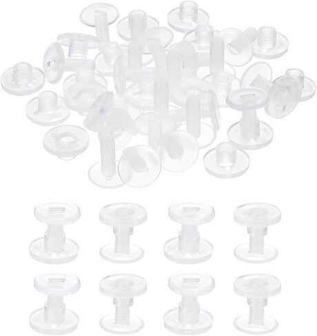 PATIKIL 10mm Chicago Screws, 20 Sets Plastic Chicago Screw Binding Post Screw Rivets Post for Leather Belt Scrapbook Photo Albums, Clear in Kuwait