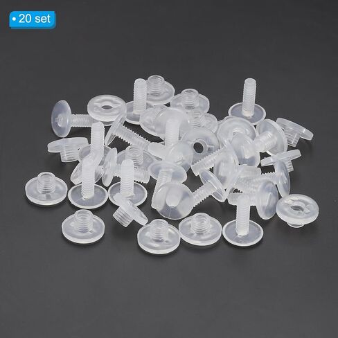 PATIKIL 10mm Chicago Screws, 20 Sets Plastic Chicago Screw Binding Post Screw Rivets Post for Leather Belt Scrapbook Photo Albums, Clear in Kuwait