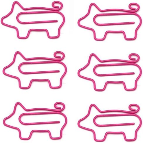 100 PCS Cute Paper Clips Pink Pigs Shaped Metal Clips Small Paper Clips Cute Cartoon Animals Note Clips Decorative Bookmark Clips for School Office Home Paper Files in Saudi Arabia