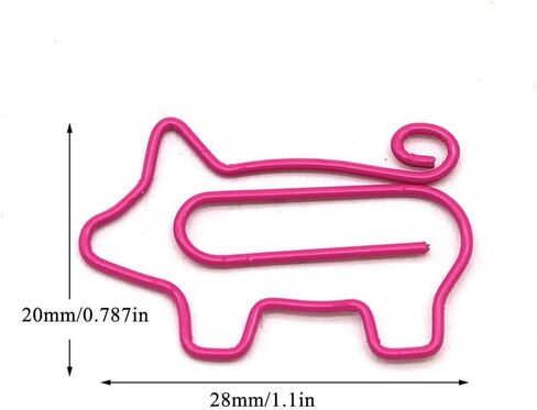 100 PCS Cute Paper Clips Pink Pigs Shaped Metal Clips Small Paper Clips Cute Cartoon Animals Note Clips Decorative Bookmark Clips for School Office Home Paper Files in Saudi Arabia