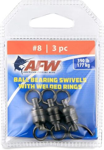 American Fishing Wire Black Ball Bearing Swivels (2 Pieces), Size 9, 530 Pound Test in Kuwait