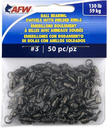 American Fishing Wire Black Ball Bearing Swivels (2 Pieces), Size 9, 530 Pound Test in Kuwait