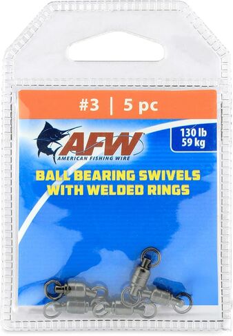 American Fishing Wire Black Ball Bearing Swivels (2 Pieces), Size 9, 530 Pound Test in Kuwait