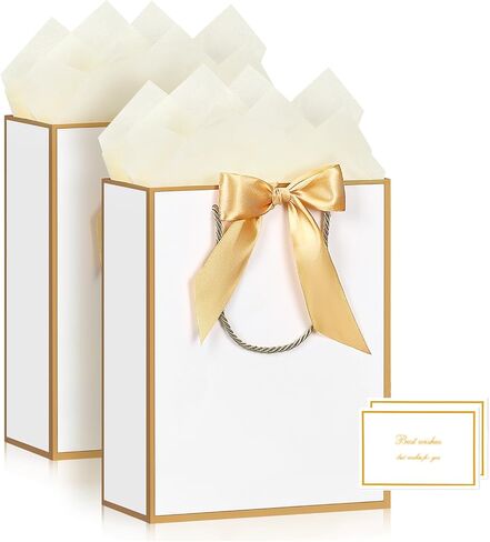 JMANNI Gift Bag, 1PCS Gift Bags Large with Ribbon and 1 Greeting Cards 2 Tissue Paper, Portable Paper Gift Bag with Handles, Birthday Gift Bags,Present Bags for Wedding Party Mothers Day(Pink) in Saudi Arabia