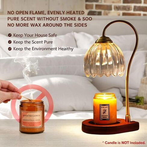 Candle Warmer Lamp with Timer, Electric Candle Warmer with 2 Bulbs, Dimmable Candle Warmer for Jar Candles, Electric Wax Warmer Vintage Home Decor, Candle Melter Lamp Gifts for Women Birthday Wedding in Saudi Arabia