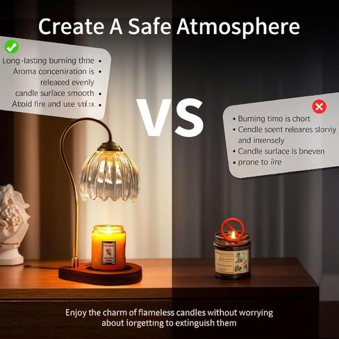 Candle Warmer Lamp with Timer, Electric Candle Warmer with 2 Bulbs, Dimmable Candle Warmer for Jar Candles, Electric Wax Warmer Vintage Home Decor, Candle Melter Lamp Gifts for Women Birthday Wedding in Saudi Arabia