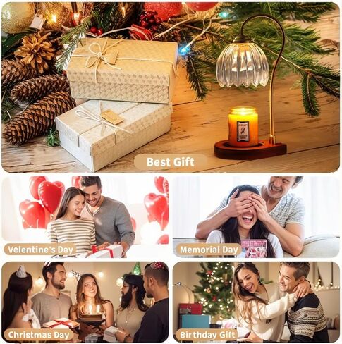 Candle Warmer Lamp with Timer, Electric Candle Warmer with 2 Bulbs, Dimmable Candle Warmer for Jar Candles, Electric Wax Warmer Vintage Home Decor, Candle Melter Lamp Gifts for Women Birthday Wedding in Saudi Arabia