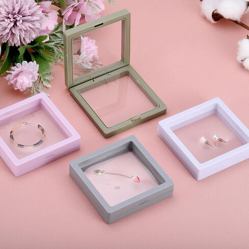 uxcell 6Pcs Floating Frame Display Case 3 Sizes Square 3D Floating Frame Display with Base for Jewelry Shells Medals Stamps Gems, Sapphire Blue in Saudi Arabia