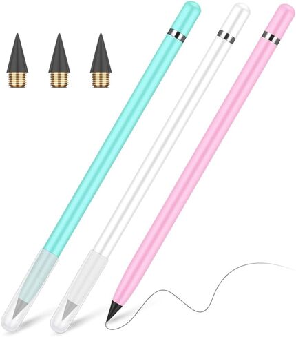 AUAUY 3 PCS Inkless Pencil, Infinity Reusable Everlasting With Replaceable Nib, Technology Unlimited Eternal for Writing, Drawing, Students Home Office School Supplies in Saudi Arabia