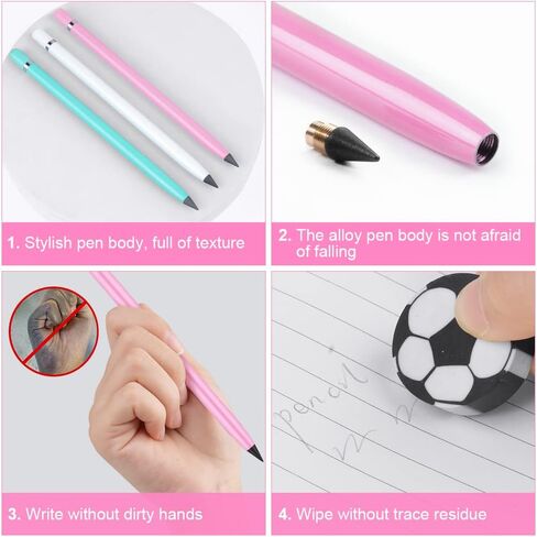 AUAUY 3 PCS Inkless Pencil, Infinity Reusable Everlasting With Replaceable Nib, Technology Unlimited Eternal for Writing, Drawing, Students Home Office School Supplies in Saudi Arabia