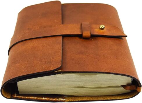 Leather Journal Notebally Track-Traveler's Notebook 200 صفحة 7.5 × 5.5 بواسطة Aaron Leather Goots (7.5 × 5.5 ، Cognac) in Kuwait