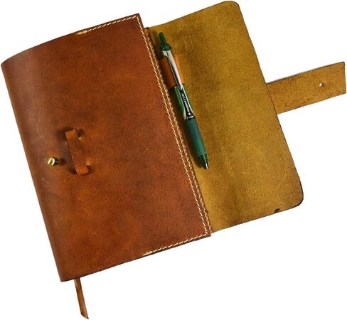 Leather Journal Notebally Track-Traveler's Notebook 200 صفحة 7.5 × 5.5 بواسطة Aaron Leather Goots (7.5 × 5.5 ، Cognac) in Kuwait