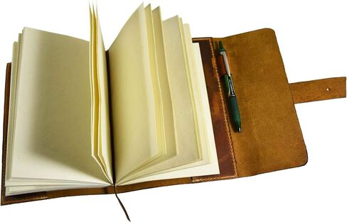 Leather Journal Notebally Track-Traveler's Notebook 200 صفحة 7.5 × 5.5 بواسطة Aaron Leather Goots (7.5 × 5.5 ، Cognac) in Kuwait