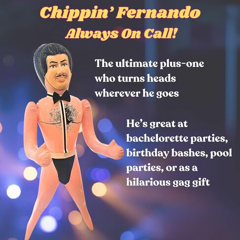 Merrimix - Fernando Male Inflatable Blow Up Doll with Chippendale Costume, Gag Gifts for Men, Bachelor Party Favors and Decorations Accessories, Funny Bachelorette in Kuwait