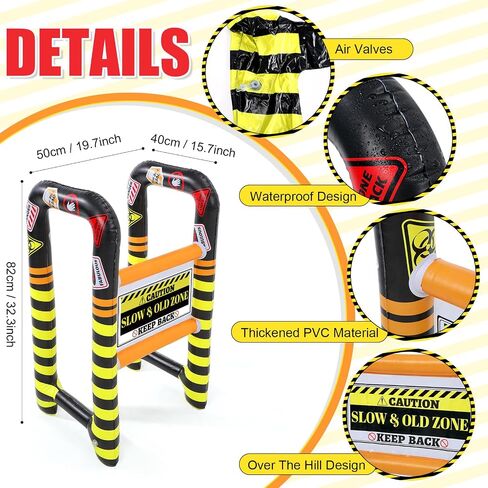 2 Pcs Over The Hill Birthday Decorations Inflatable Walker and Cane Set Blow up Humorous Gag Gifts for 50th Birthday Party Decor Funny 100th Day of School Celebrations (Old Zone,Yellow) in Saudi Arabia