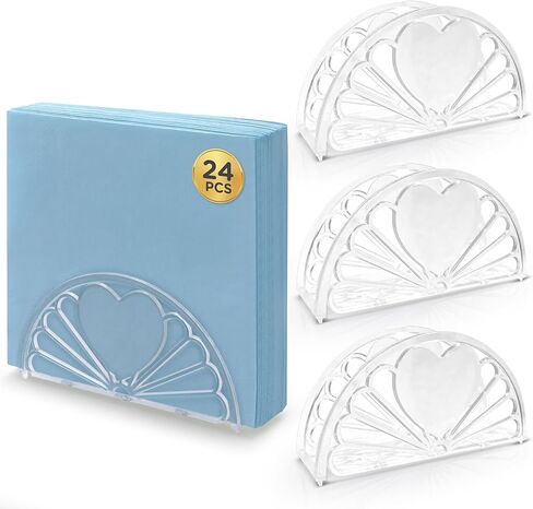 5.75 Inch Clear Plastic Napkin Holder - 24 Pieces (Fan Design) in Saudi Arabia