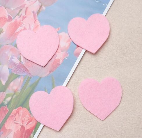 50 Pcs Felt Heart Cutout for Valentine’s Day Large 5 CM Cute Heart Embellishments for Wedding Decoration Scrapbooking Sewing Crafting Project (Pink) in Saudi Arabia