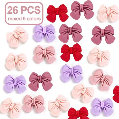 26pcs Slime Charms Bow Flatback Resin Charms Cute Bow Embellishments for Phone Cases, Photo Frames, Jewelry Boxes, Stationery Boxes, Scrapbooking DIY Crafts(colorful) in Saudi Arabia
