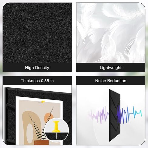 Black Cork Board 47"X35" - 12 Pack Bulletin Boards Felt Wall Tiles with Removable Adhesive Tabs, Large Cork Board 48 X 36 Inches for Wall Office Large with Pushpins & Wooden Clip Pins, Sticky Notes in Saudi Arabia