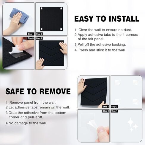 Black Cork Board 47"X35" - 12 Pack Bulletin Boards Felt Wall Tiles with Removable Adhesive Tabs, Large Cork Board 48 X 36 Inches for Wall Office Large with Pushpins & Wooden Clip Pins, Sticky Notes in Saudi Arabia