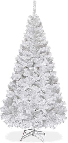 5FT White Artificial Christmas Tree, Realistic Christmas Tree with PVC Branch Tips, Metal Base, Suitable for Shopping Mall, Home and School Holiday Decoration (5FT) in Saudi Arabia