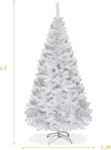 5FT White Artificial Christmas Tree, Realistic Christmas Tree with PVC Branch Tips, Metal Base, Suitable for Shopping Mall, Home and School Holiday Decoration (5FT) in Saudi Arabia