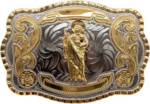 WMG Western St Jude Belt Buckle Gold Silver Saint Jude San Judas Cowboy Buckle Hebilla Vaquero Rodeo in Saudi Arabia