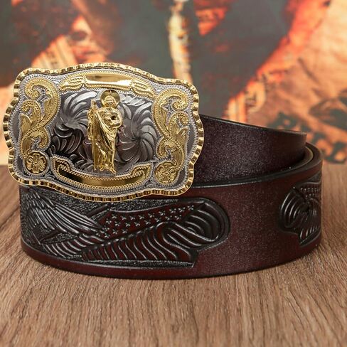 WMG Western St Jude Belt Buckle Gold Silver Saint Jude San Judas Cowboy Buckle Hebilla Vaquero Rodeo in Saudi Arabia