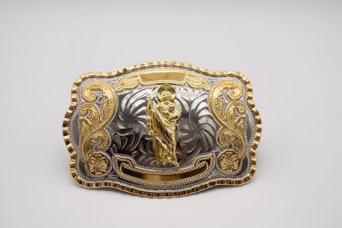 WMG Western St Jude Belt Buckle Gold Silver Saint Jude San Judas Cowboy Buckle Hebilla Vaquero Rodeo in Saudi Arabia