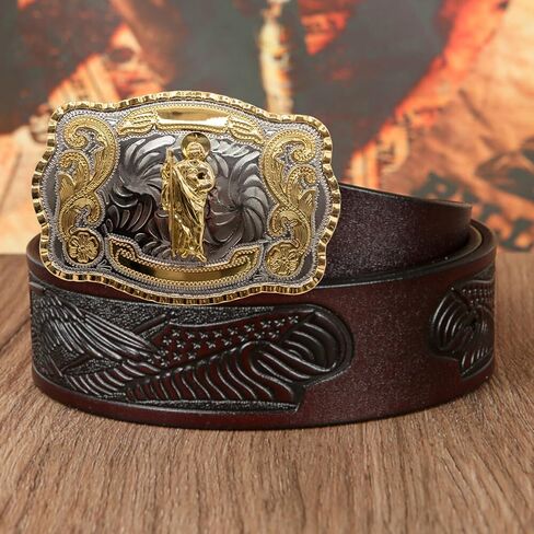 WMG Western St Jude Belt Buckle Gold Silver Saint Jude San Judas Cowboy Buckle Hebilla Vaquero Rodeo in Saudi Arabia