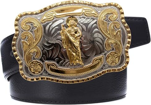 WMG Western St Jude Belt Buckle Gold Silver Saint Jude San Judas Cowboy Buckle Hebilla Vaquero Rodeo in Saudi Arabia