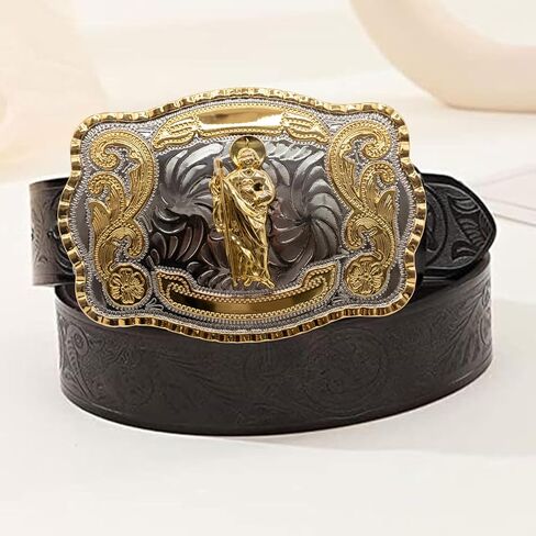 WMG Western St Jude Belt Buckle Gold Silver Saint Jude San Judas Cowboy Buckle Hebilla Vaquero Rodeo in Saudi Arabia