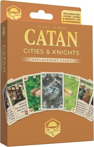 CATAN Cities & Knights Card Accessory (6th Edition) Complete Replacement Set with 36 Commodity Cards & 54 Progress Cards, Made Studio in Kuwait