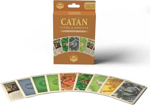 CATAN Cities & Knights Card Accessory (6th Edition) Complete Replacement Set with 36 Commodity Cards & 54 Progress Cards, Made Studio in Kuwait