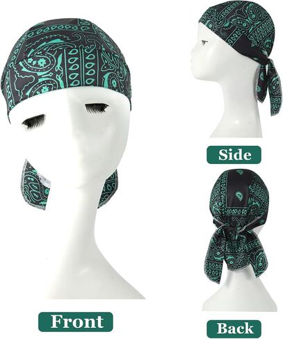 DOCILA 4 Pcs Do Rags Skull Caps for Men Fashion Sweat Wicking Helmet Liner Beanie Breathable Motorcycle Cycling Sports Cap in Kuwait