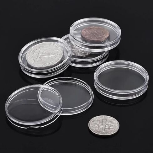 50pcs Clear Plastic Coin Capsules, Silver Dollar Coin Holder, 35mm Silver Coin Storage, Coin Holders for Collectors,Silver Bar,Half Dollar Coin Holders (35mm-50pcs) in Kuwait