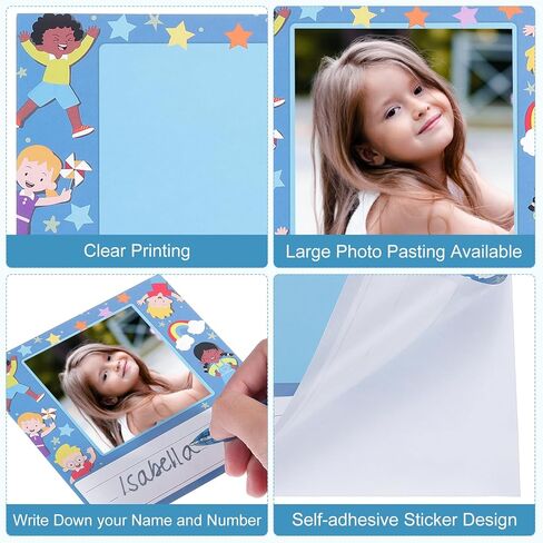 علامات اسم Patikil ، 36 جهاز كمبيوتر ملصقات اسم الفصل الدراسي لوحات ملصق ذاتي اللصق مع صور لمكتب الحافلة خزانة ، 6 ألوان in Kuwait