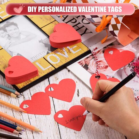 500 Pcs Red Heart Present Tags Valentine's Day Heart Shaped Paper Tags Blank Heart Hanging Labels Valentine's Present Wrapping Tags Paper Hearts Tags with 328 Ft String for Mother's Day Weddings Party in Kuwait