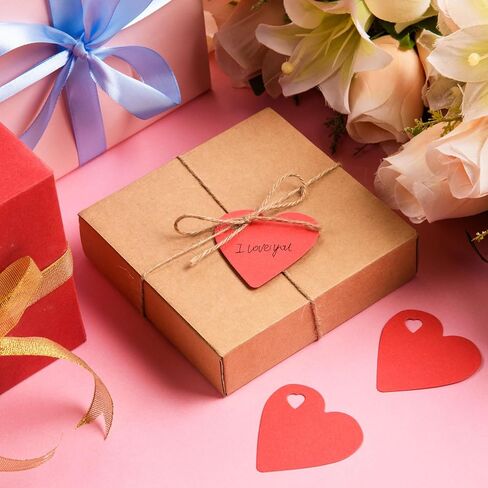 500 Pcs Red Heart Present Tags Valentine's Day Heart Shaped Paper Tags Blank Heart Hanging Labels Valentine's Present Wrapping Tags Paper Hearts Tags with 328 Ft String for Mother's Day Weddings Party in Kuwait