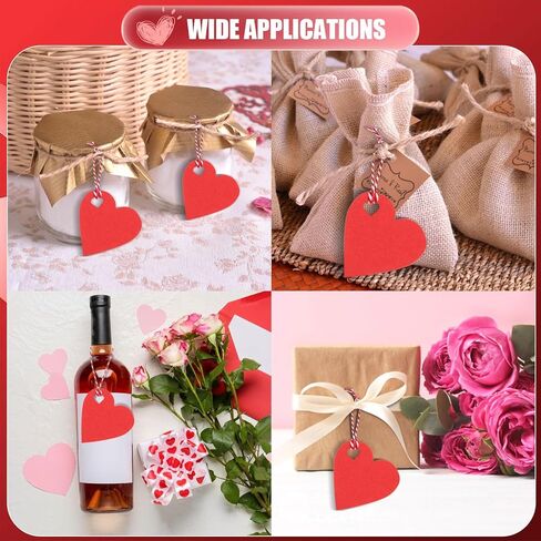 500 Pcs Red Heart Present Tags Valentine's Day Heart Shaped Paper Tags Blank Heart Hanging Labels Valentine's Present Wrapping Tags Paper Hearts Tags with 328 Ft String for Mother's Day Weddings Party in Kuwait