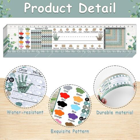 48pcs Greenery Classroom Nameplates Eucalyptus Student Desk Name Tags Alphabet Multiplication Left Right Desk Plate Topper Decors for Kids School Students Bulletin Board Offices Home Supplies Favor in Saudi Arabia