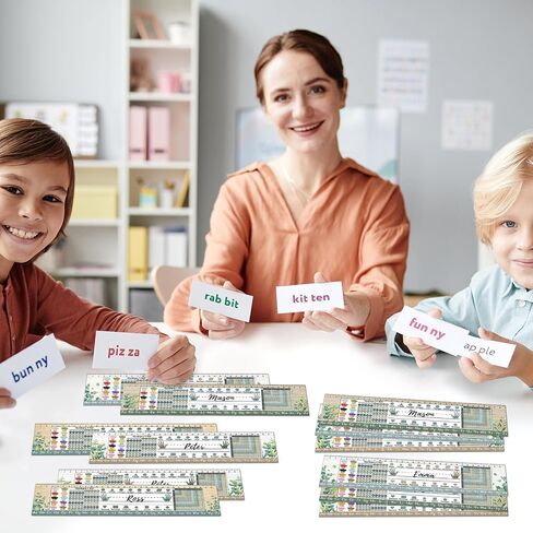 48pcs Greenery Classroom Nameplates Eucalyptus Student Desk Name Tags Alphabet Multiplication Left Right Desk Plate Topper Decors for Kids School Students Bulletin Board Offices Home Supplies Favor in Saudi Arabia
