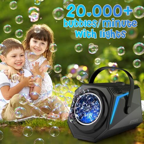 Bubble Machine with Bubbles Solution - Lights, Portable, Leak-Proof, Toys for 3 4 5 6 7 8 Years Old Boys Girls - Ideal Gift for Age -3 Kids Toddlers for Weddings, Outdoor & Parties in Saudi Arabia