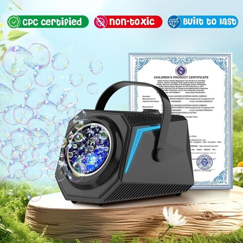 Bubble Machine with Bubbles Solution - Lights, Portable, Leak-Proof, Toys for 3 4 5 6 7 8 Years Old Boys Girls - Ideal Gift for Age -3 Kids Toddlers for Weddings, Outdoor & Parties in Saudi Arabia