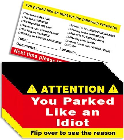 Bad Parking Cards, 100Pcs HEY IDIOT YOU S*CK AT PARKING Cards, 3.5"x2" Learn to Park Cards with Multi Reasons for Bad Parking, Funny Car Accessories Business Cards Gift for Adults in Saudi Arabia