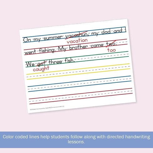 Barker Creek Raised Line Handwriting Paper, Use Sight and Touch to Strengthen Handwriting Skills with Color-Coded Raised Rules, 8.5'' x 11'', 50 Sheets per Pkg (5503) in Kuwait